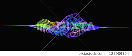 Abstract winding lines of colors on a black background. Vector illustration in concept technology, science, music, modernity. Abstract winding lines of colors on a black background. Vector illustration in concept technology, science, music, modernity. 125989594