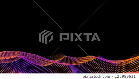 Wave pattern vector. 3D glowing abstract digital particles background. Technology concept. Abstract background. Future vector illustration. 125989631