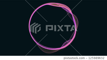Abstract writhing circle lines of different colors on a black background. Vector illustration in concept technology, science, music, modernity. 125989632