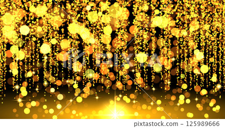 Golden glitter and sparkling stars create a festive Christmas background. Perfect for a Merry Christmas and Happy New Year greeting card, radiating warmth and holiday cheer. Golden glitter and sparkling stars create a festive Christmas background. Perfect for a Merry Christmas and Happy New Year greeting card, radiating warmth and holiday cheer. 125989666