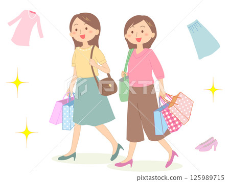 兩個年輕女子去購物 125989715