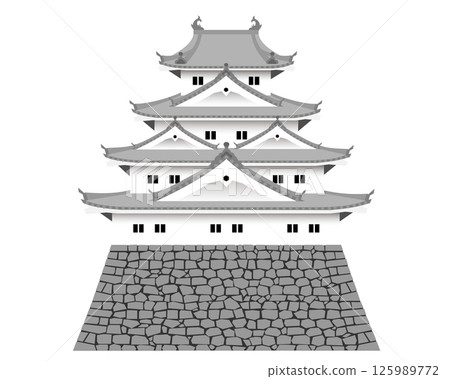 一座四層樓高的日本城堡的插圖 一座四層樓高的日本城堡的插圖 125989772