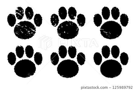 Paw print stamps for dogs and cats. Paw print stamps for dogs and cats. 125989792