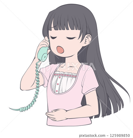 A young woman with black hair talking on the phone, amazed 125989850