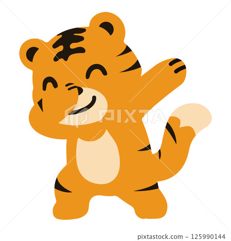 Cute dabbing tiger cool cartoon Cute dabbing tiger cool cartoon 125990144