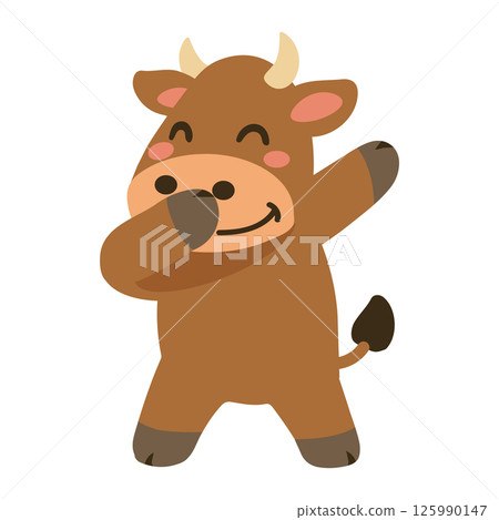 Cute dabbing cow cool cartoon Cute dabbing cow cool cartoon 125990147