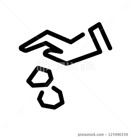 Black Hand Tossing Trash into a Bin on White Background 125990339