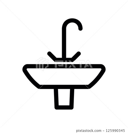 Black Sink with Faucet Icon on White Background Black Sink with Faucet Icon on White Background 125990345