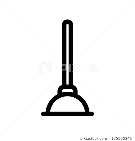 Plumbing Plunger Tool for Clearing Drains Icon Outline 125990346