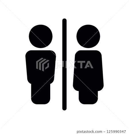 Monochromatic Male and Female Restroom Pictogram Sign for Public Spaces 125990347
