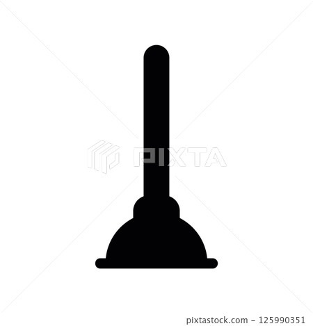 Essential Plumbing Tool  Black Suction Cup Plunger Silhouette Icon 125990351