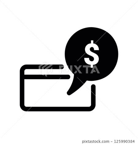Credit Card with Speech Bubble Containing a Dollar Sign for Costs Credit Card with Speech Bubble Containing a Dollar Sign for Costs 125990384