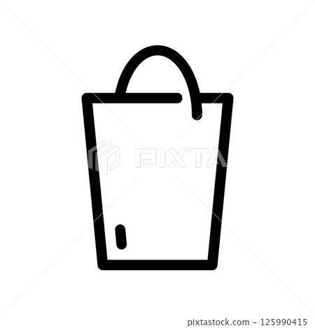 Black Bucket Icon with Handle on White Background 125990415