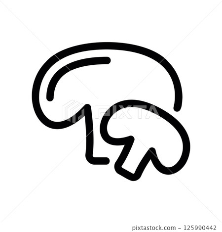 Black Icons of Small and Large Mushrooms on White Background Black Icons of Small and Large Mushrooms on White Background 125990442