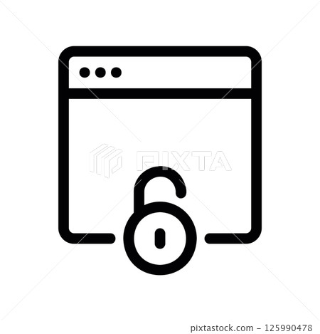 Browser Window Icon with Unlocked Padlock Displaying Unsecured Connection Browser Window Icon with Unlocked Padlock Displaying Unsecured Connection 125990478