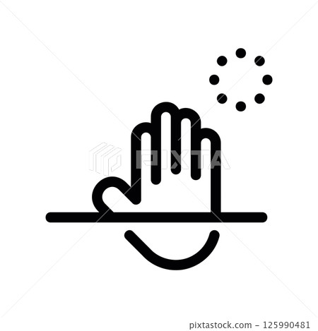 Biometric Palm Scan Verification Underway with Loading Preloader Dots Icon Biometric Palm Scan Verification Underway with Loading Preloader Dots Icon 125990481