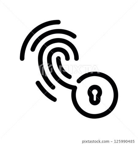 Fingerprint Unlock Symbol Featuring Outline of a Circular Keyhole Lock Fingerprint Unlock Symbol Featuring Outline of a Circular Keyhole Lock 125990485