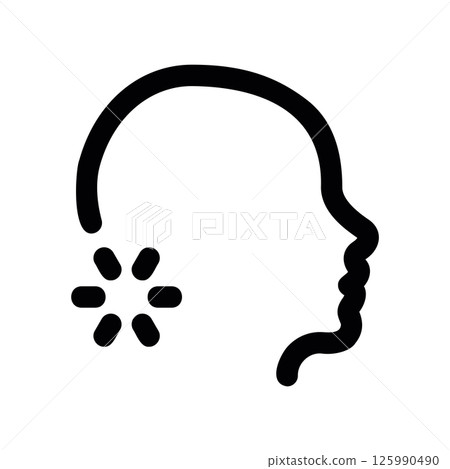 Outline Graphic of Persons Head with Processing or Waiting Indicator Outline Graphic of Persons Head with Processing or Waiting Indicator 125990490