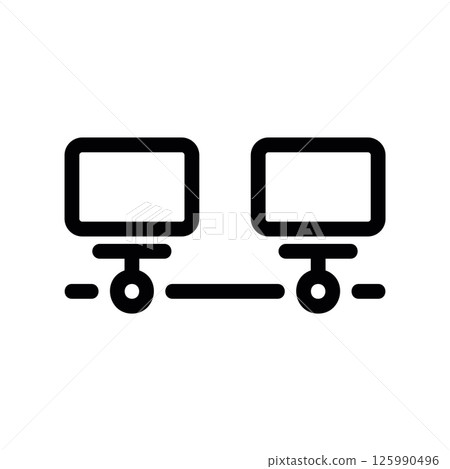 Two Computer Screens Connected Directly Symbolizing Peer to Peer Network Two Computer Screens Connected Directly Symbolizing Peer to Peer Network 125990496