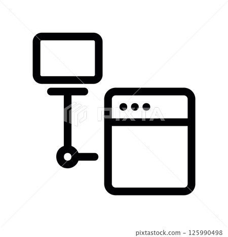 Computer Screen Connected to Server Unit Icon for Network Data Access Computer Screen Connected to Server Unit Icon for Network Data Access 125990498