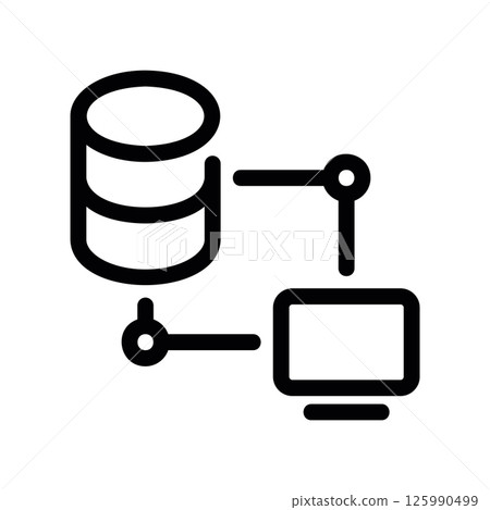 Database Symbol Linked to Computer Screen for Data Access or Management 125990499