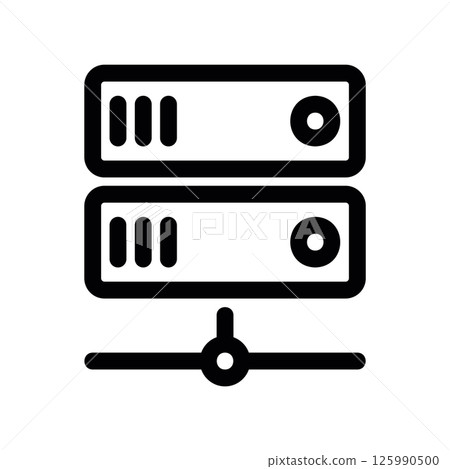 Server Rack Icon with Multiple Units Connected to a Network Line Below 125990500