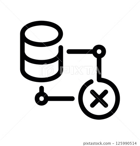 Database Connection Error Icon with Linked Storage and Crossed Circle 125990514