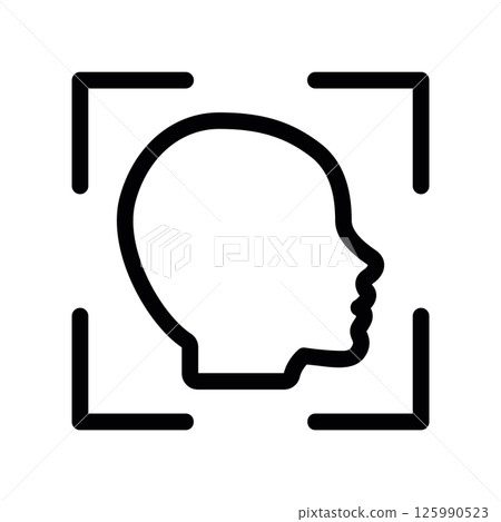 Profile Head Within Detection Frame Outline Illustration 125990523