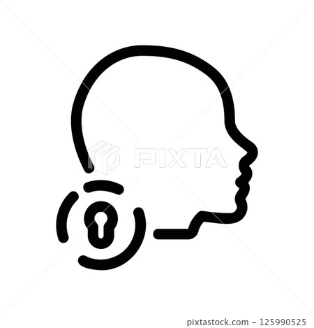 Profile Head Icon Paired with a Keyhole Access Symbol 125990525