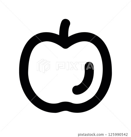 Simple Outline Illustration of a Fresh Whole Apple Fruit 125990542