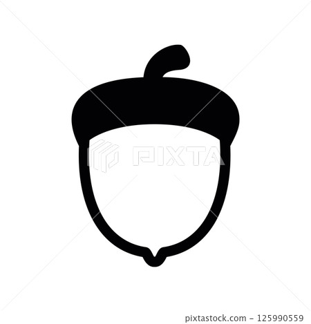 Simple Outline Illustration of an Acorn Nut Fruit 125990559