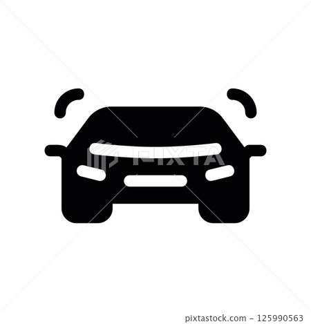 Solid Black Car Icon with Lines Indicating Movement 125990563