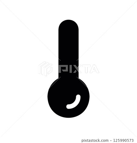 Solid Black Icon Depicting a Thermometer Reading 125990573