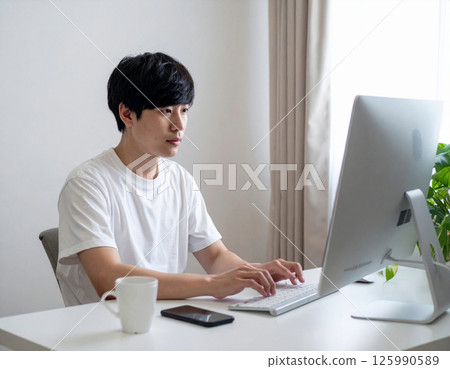 Male during remote work 125990589
