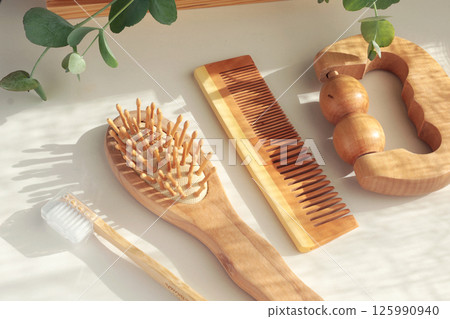Wooden bath set. Massage roller, comb. Body care. Natural material and ecology. Protection of nature. 125990940