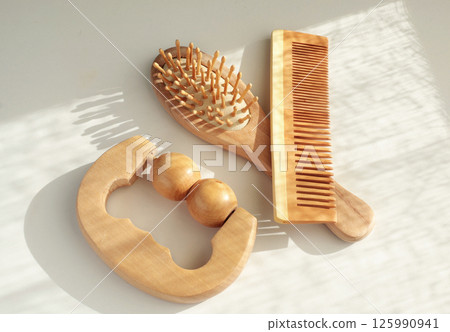 Wooden bath set. Massage roller, comb. Body care. Natural material and ecology. Protection of nature. 125990941