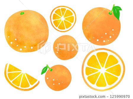 Simple and cute orange vector illustration set 125990970