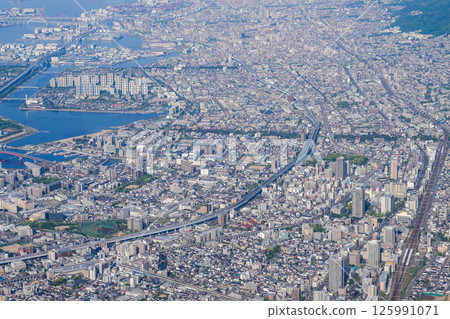 After taking off from Itami Airport, Nishinomiya - Ashiya - Kobe - Akashi Kaikyo Bridge After taking off from Itami Airport, Nishinomiya - Ashiya - Kobe - Akashi Kaikyo Bridge 125991071