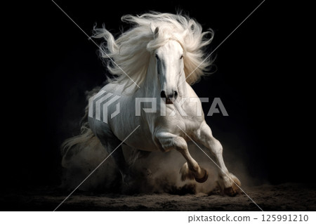 A beautiful white horse in motion 125991210