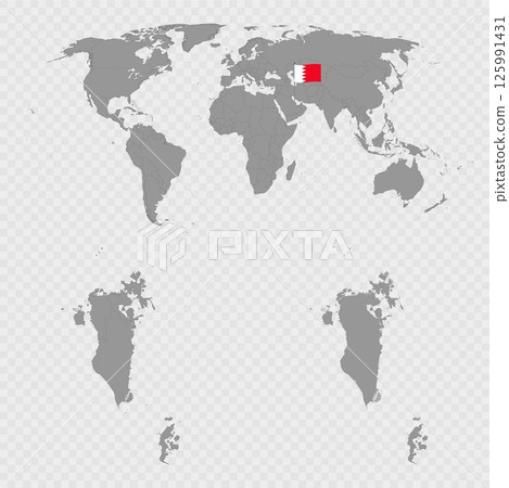 Bahrain Map Set with World Location. Bahrain Map Set with World Location. 125991431