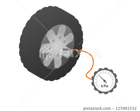 Illustration of measuring tire pressure Illustration of measuring tire pressure 125991532