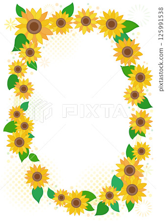 Summer sunflower flower wreath frame 125991538