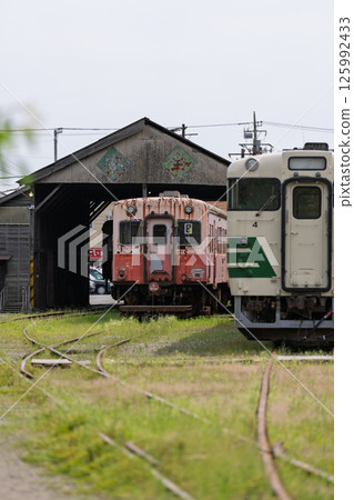 Kominato Railway train parked at Goi Locomotive Depot 125992433