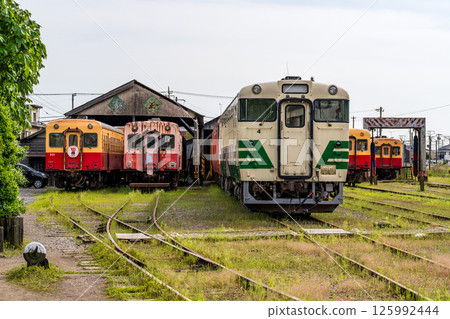 Kominato Railway train parked at Goi Locomotive Depot Kominato Railway train parked at Goi Locomotive Depot 125992444