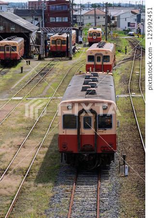 Kominato Railway train parked at Goi Locomotive Depot 125992451