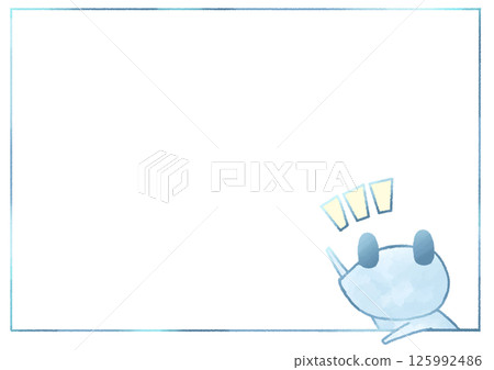 Frog raising hand frame background (blue) Frog raising hand frame background (blue) 125992486