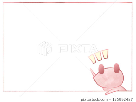 Frog raising hand frame background (red) Frog raising hand frame background (red) 125992487