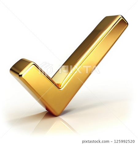 The Illuminated Victory: A Golden Check Mark Shining Brightly. Generative AI 125992520