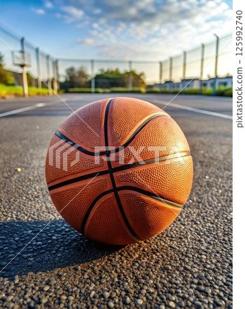 The Majestic Orbs: A Basketballs Throne. Generative AI 125992740