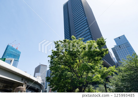 Scenery of an office district surrounded by fresh greenery 125993485